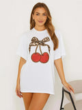 Ladies Bow Cherry Oversized T Shirt 🇬🇧