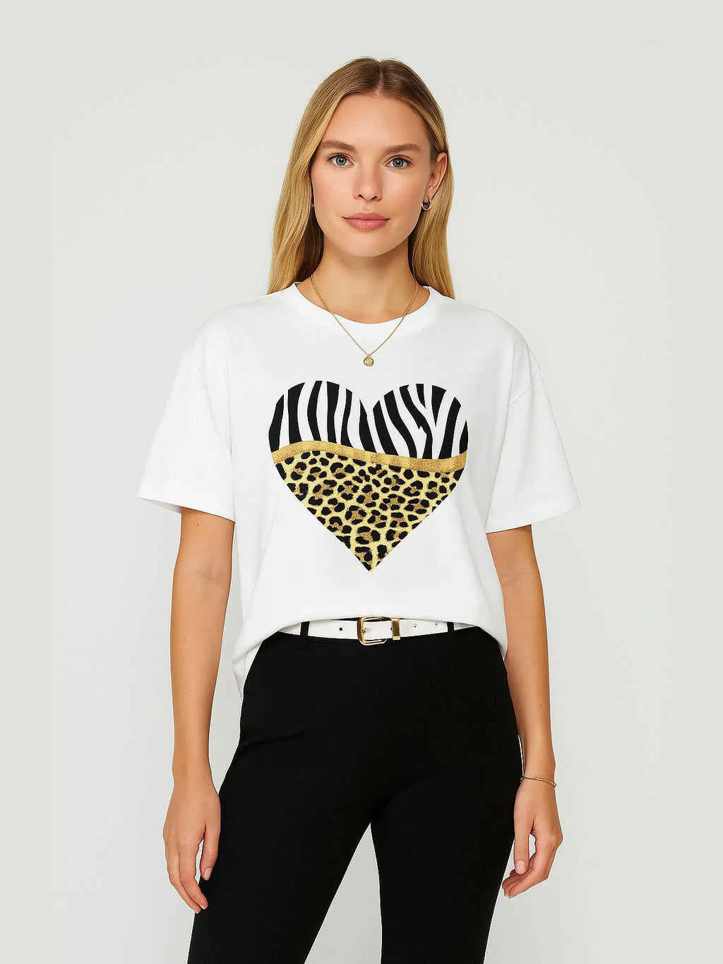 Ladies Tiger/Leopard Heart Oversized T Shirt 🇬🇧