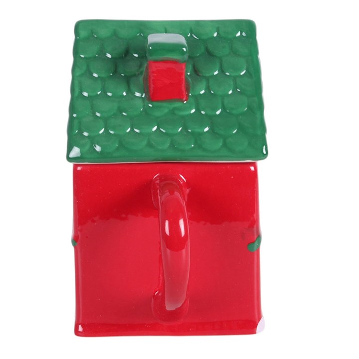 Red Christmas House Lidded Mug 🇬🇧