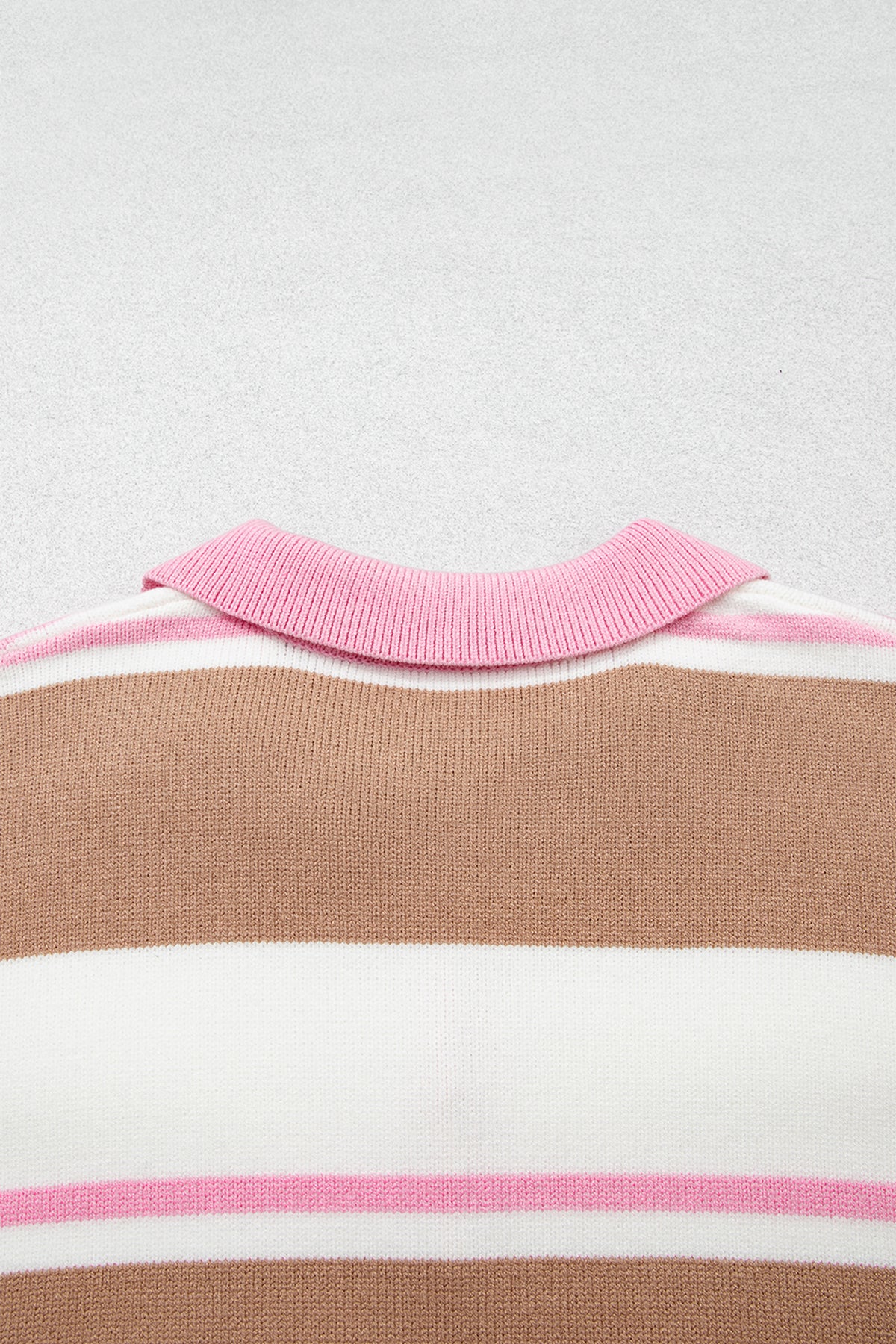 Pink Stripe Striped Colorblock V Neck Long Sleeve Tunic Sweater 🇺🇸
