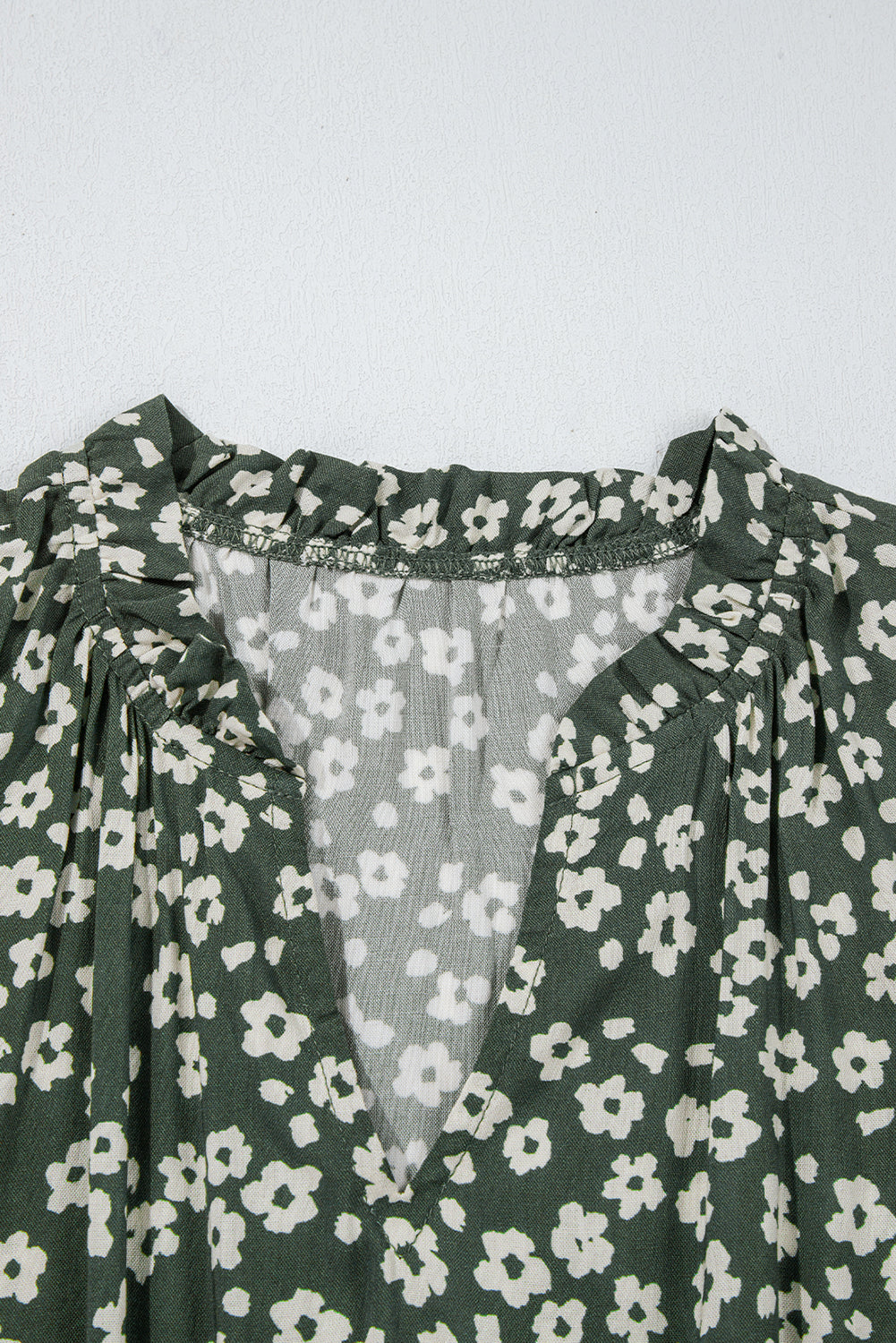 Green Boho Floral Print V Neck Tunic Sleeveless Dress 🇨🇳