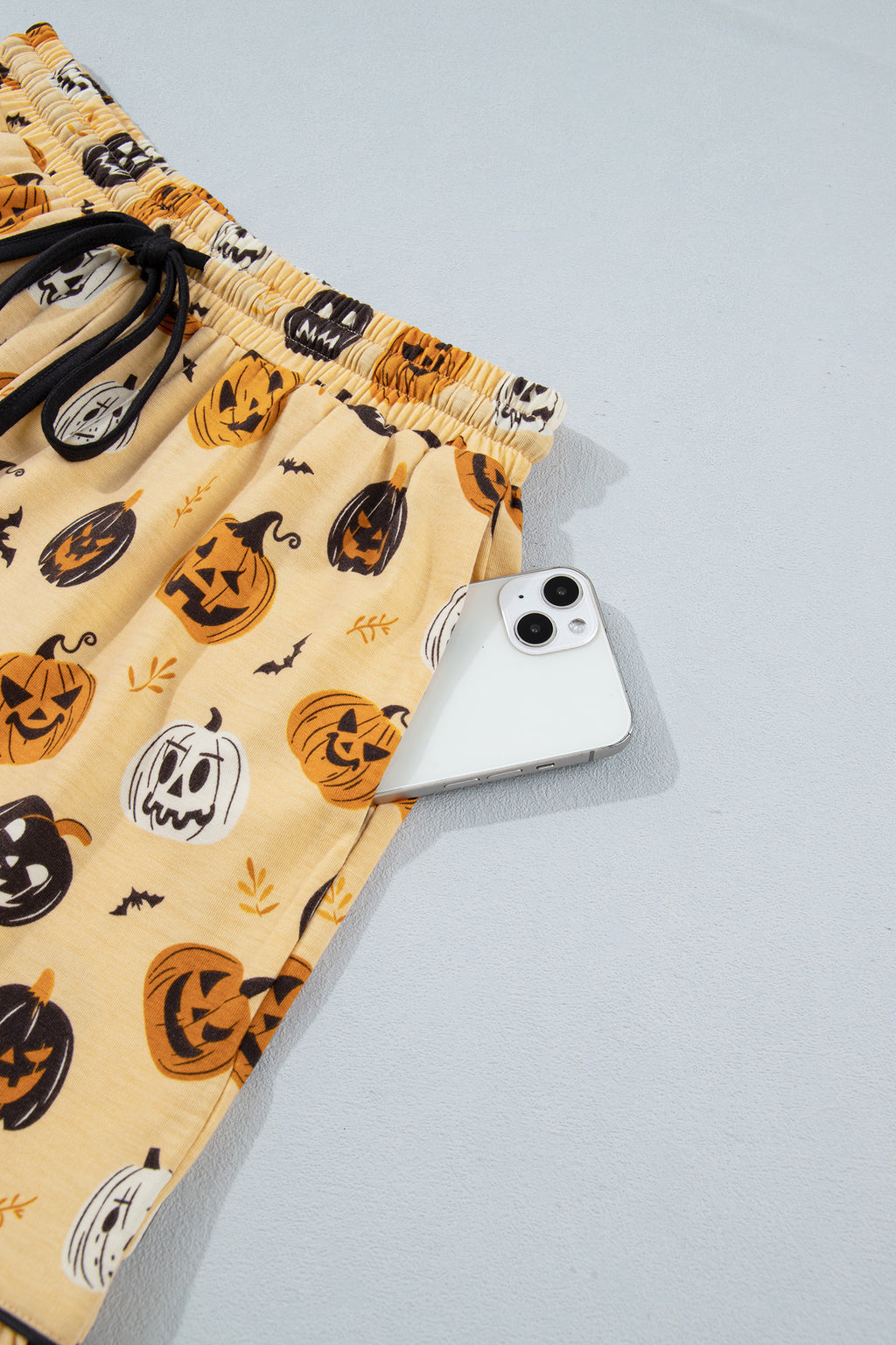 Orange Long Sleeve Ruffle Pumpkin Face Print Two Piece Lounge Set 🇺🇸