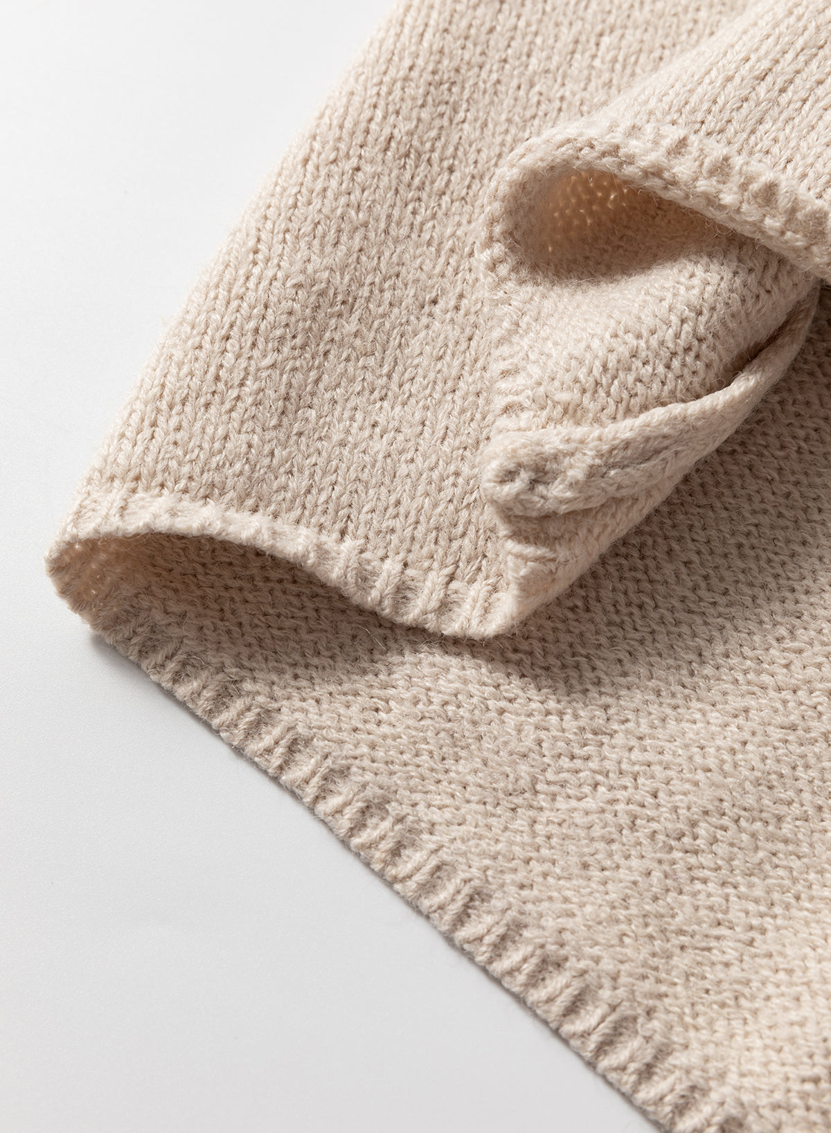 Beige Side Pockets Open Front Long Knitted Cardigan 🇨🇳