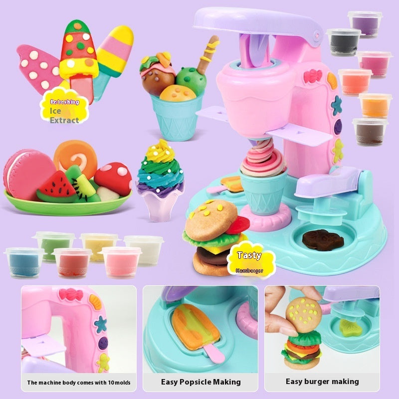 Fun Colored Clay Ice Cream Machine Children's Making Mold Suit Educational Toys 🇨🇳