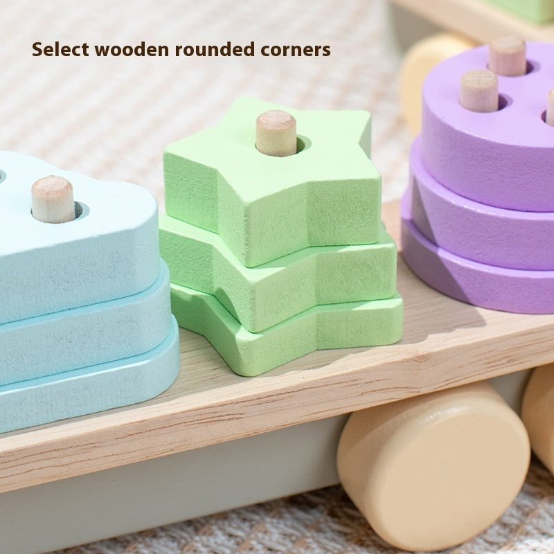 Wooden Children's Trailer Puzzle Block Toys 🇨🇳