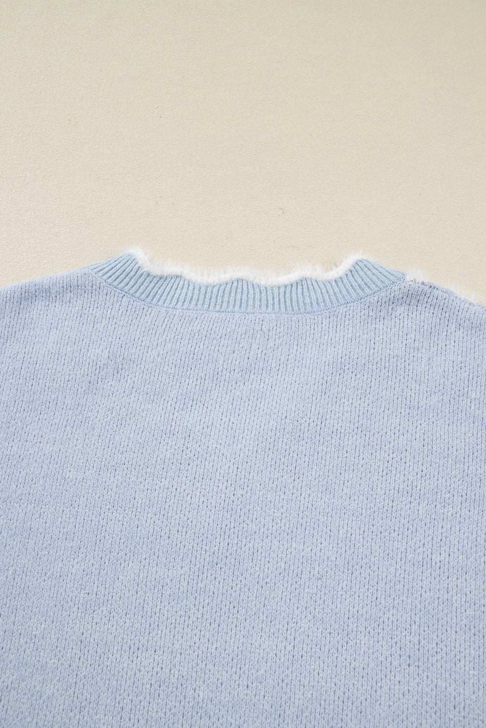 Gray Fuzzy Flower Scalloped V Neck Plus Sweater 🇺🇸