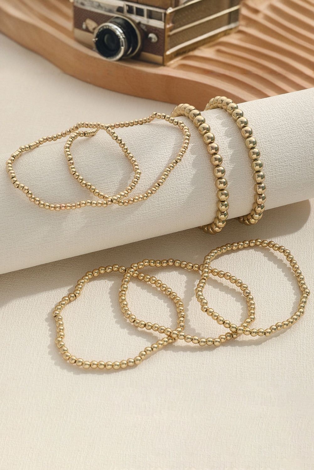 Gold 7pcs/Set Minimalist Plated Beaded Luxury Bracelet Set 🇨🇳