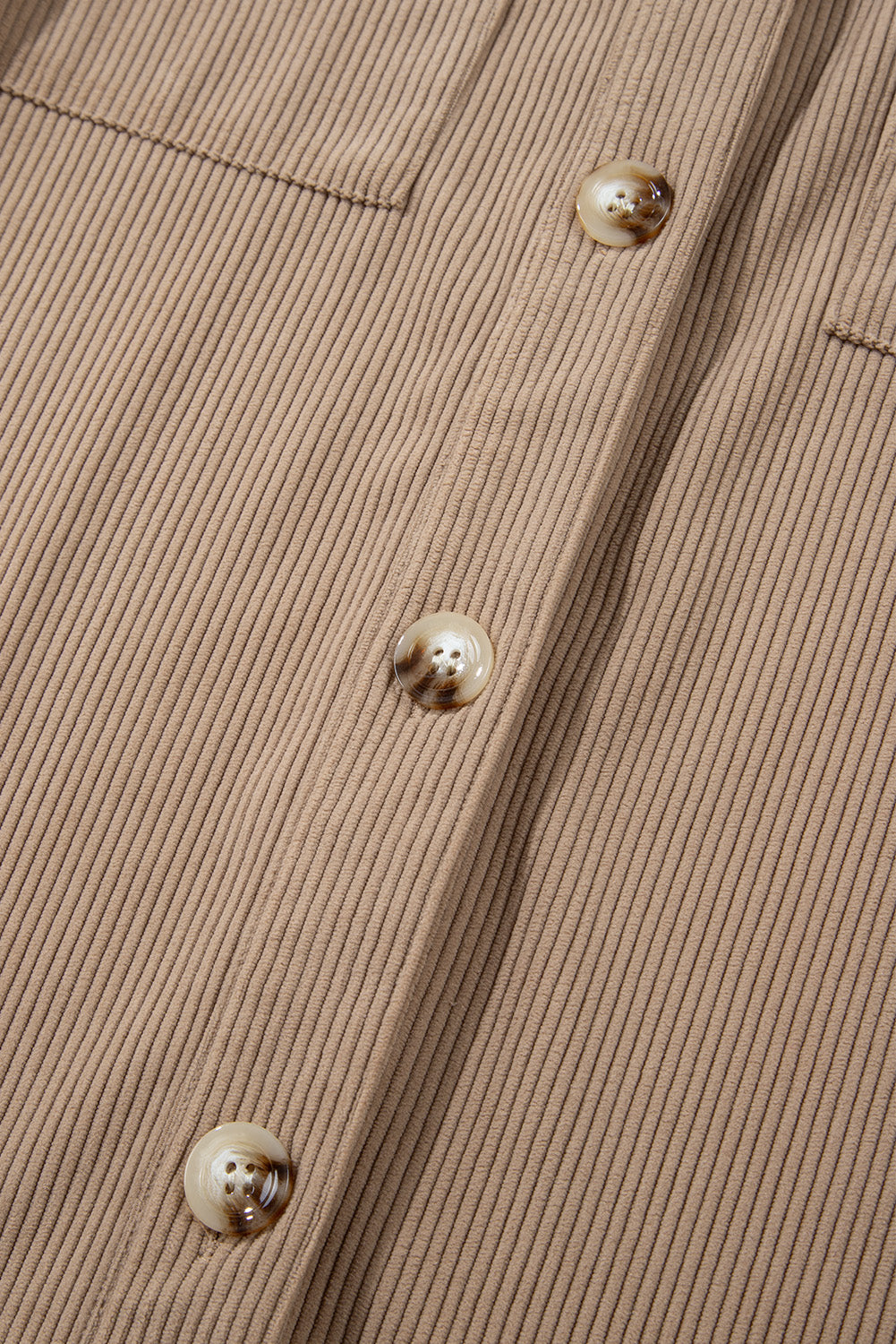 Pale Khaki Hooded Drawstring Pockets Corduroy Shacket 🇺🇸