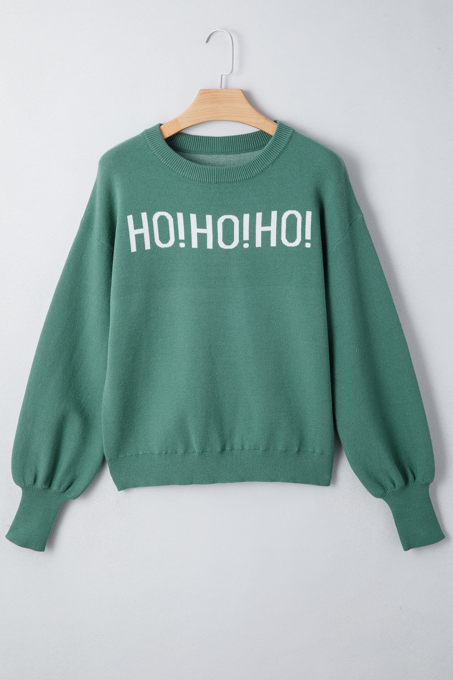 Blackish Green HO HO HO MERRY CHRISTMAS Drop Shoulder Loose Sweater 🇺🇸
