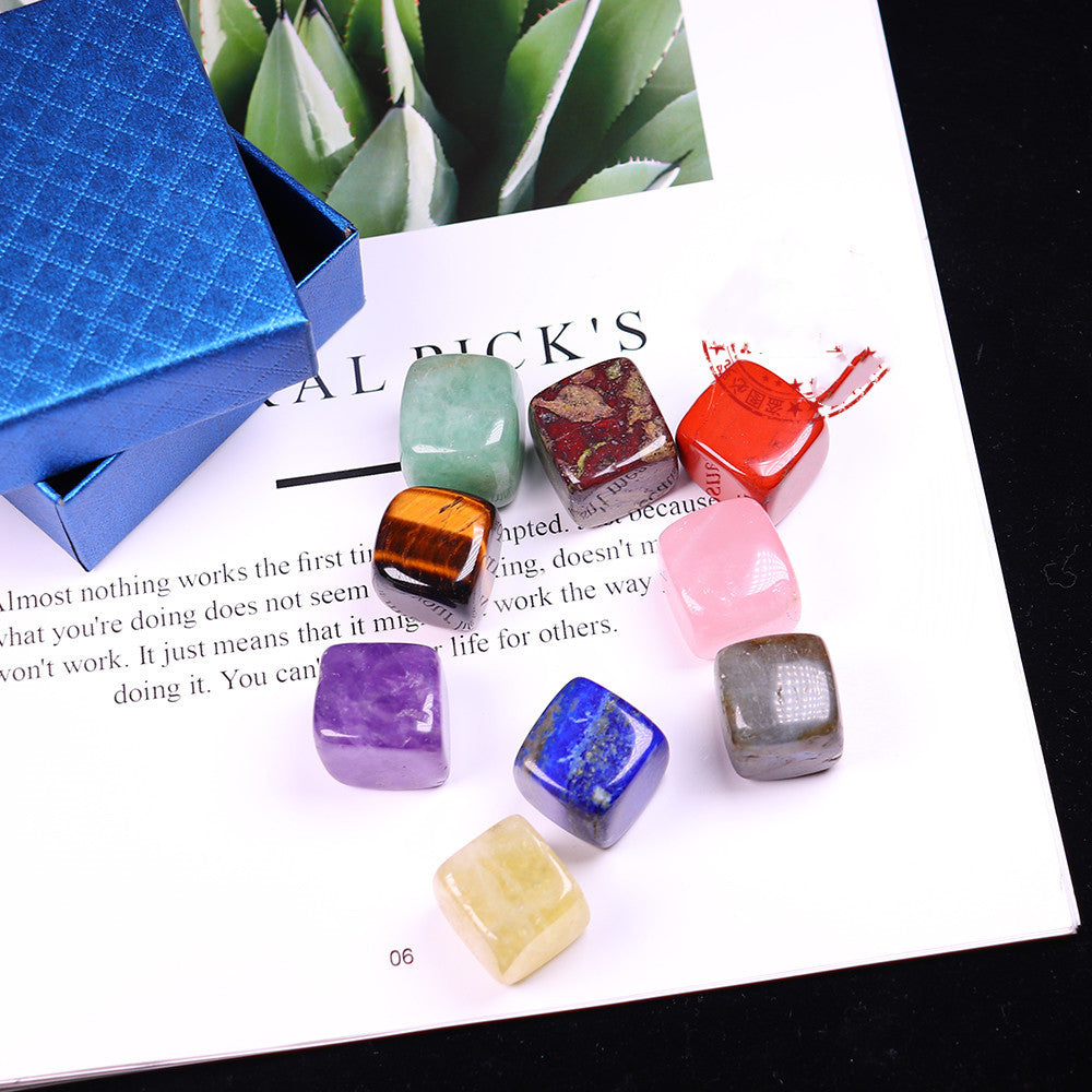 Natural Crystal Block Gravel Energy Gem Chakra Crystal 9 Gift Box 🇨🇳