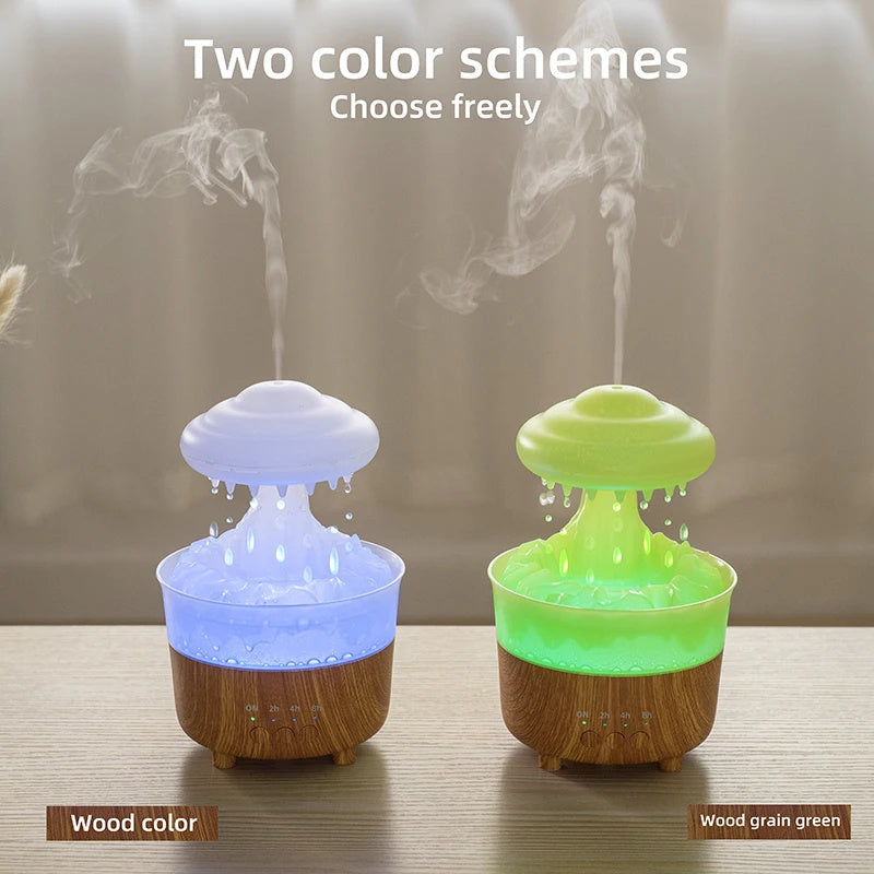 Rain Cloud Night Light Humidifier With Raining Water Drop Sound And 7 Color Led Light Essential Oil Diffuser Aromatherapy 🇨🇳