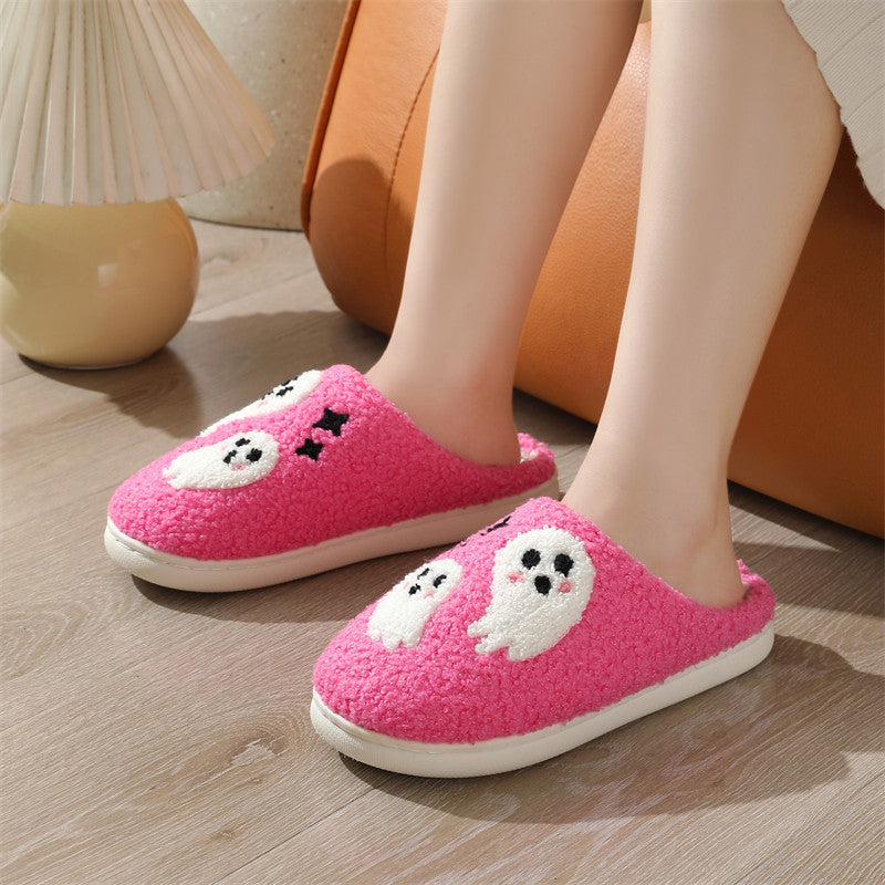Halloween Cartoon Ghost Cotton Slippers For Women Indoor Non-slip Bedroom Floor Slipper Winter House Shoes 🇬🇧