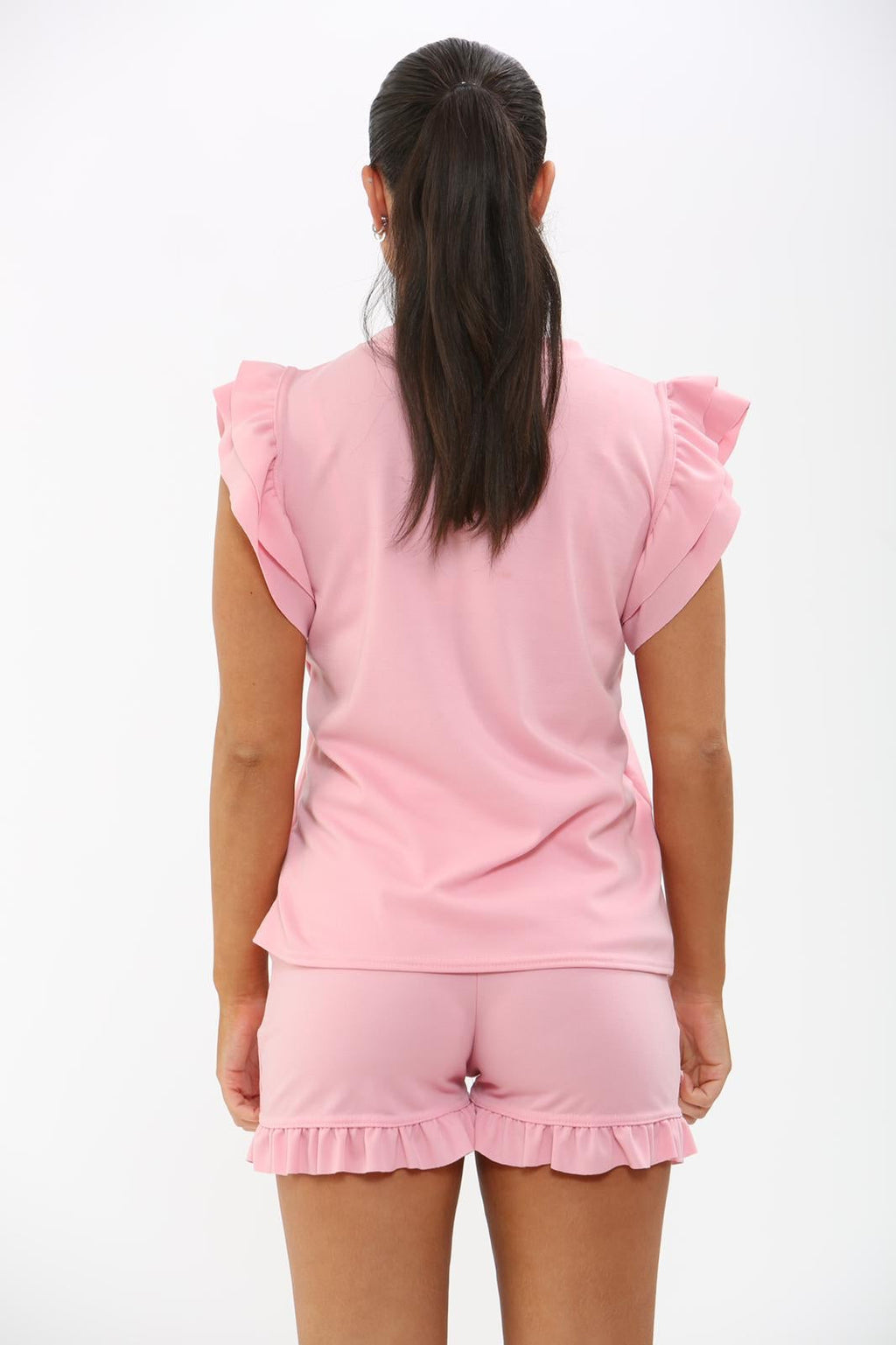 Ladies Frill Peplum Sleeve Top and Short 2 Piece Tracksuit Set 🇬🇧