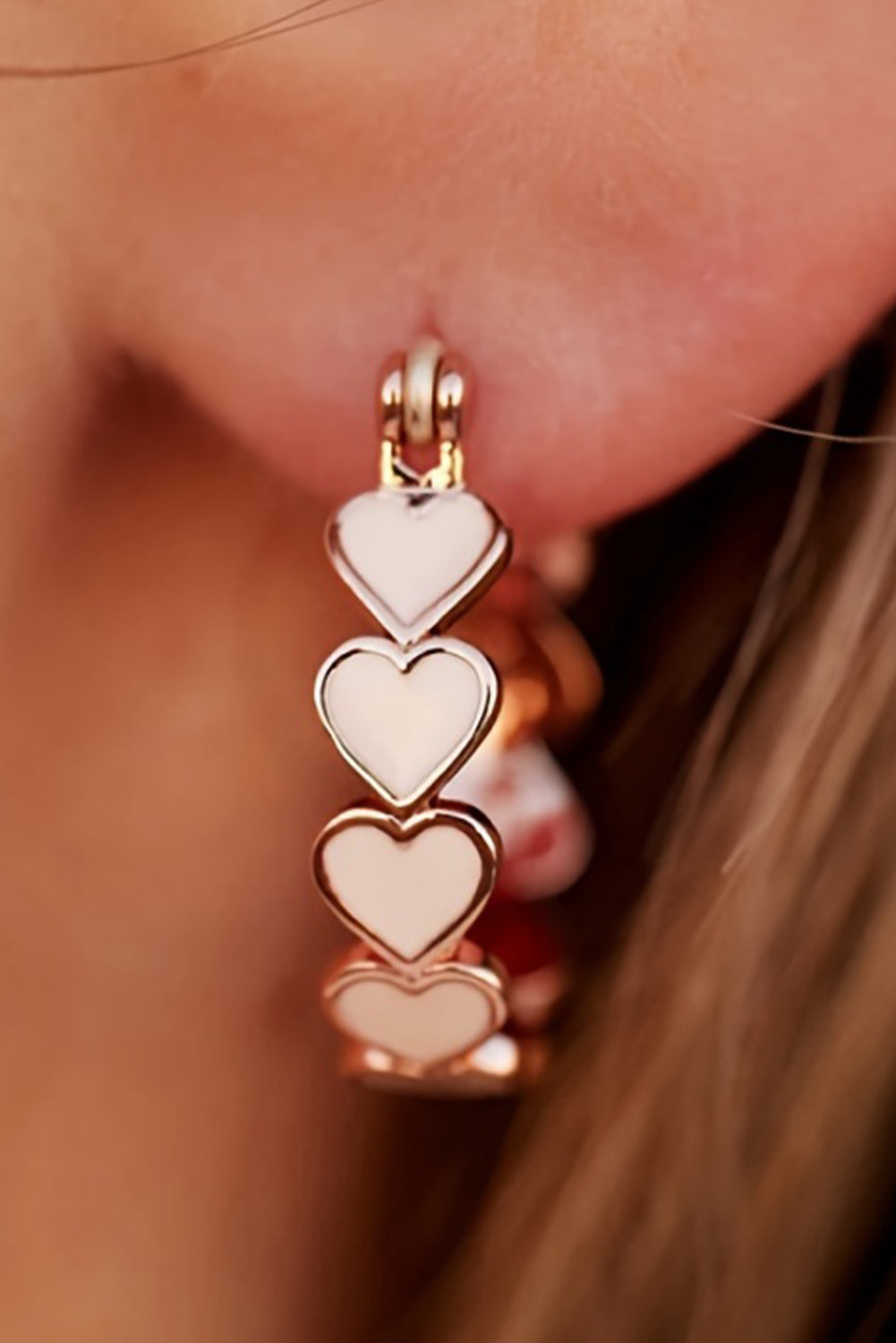 White Heart Shape Plated Alloy Small Hook Earrings 🇨🇳