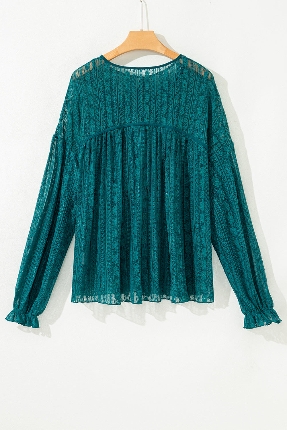 Evergreen Sheer Lace Balloon Sleeve Babydoll Blouse 🇺🇸