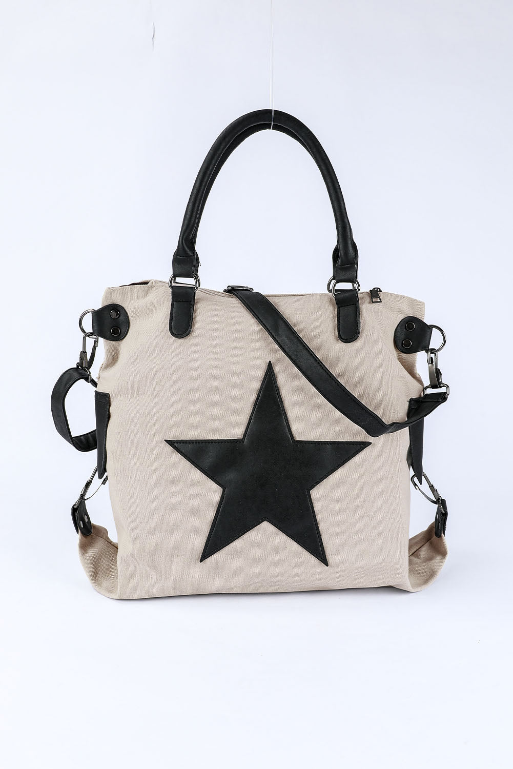 Beige Casual Five-pointed Star Canvas Tote Bag 🇨🇳