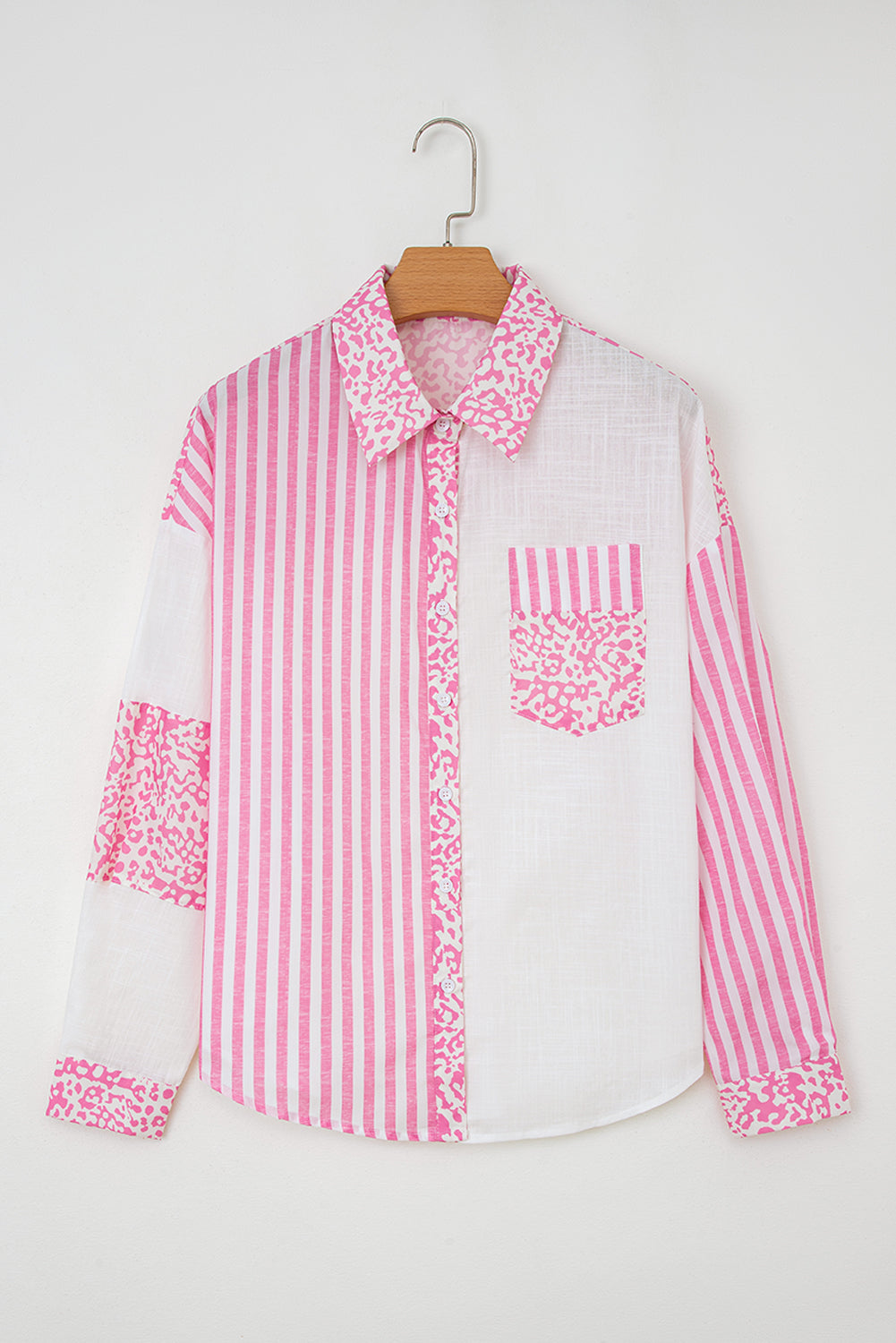 Pink Leopard Striped Western Casual Shirt 🇺🇸