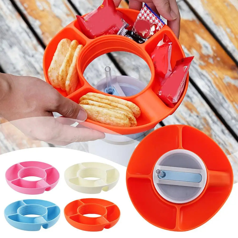 Silicone Snack For Cup 40 Oz Reusable Snack Container 4 Compartment Snack Platters Cup Snack Bowl Cup Holder Food Tray 🇨🇳