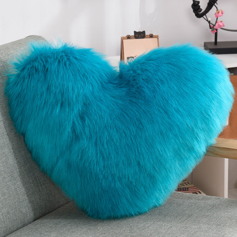 Throw Pillows Heart Shape Long Plush Fluffy Shaggy Cushion Cover 🇨🇳
