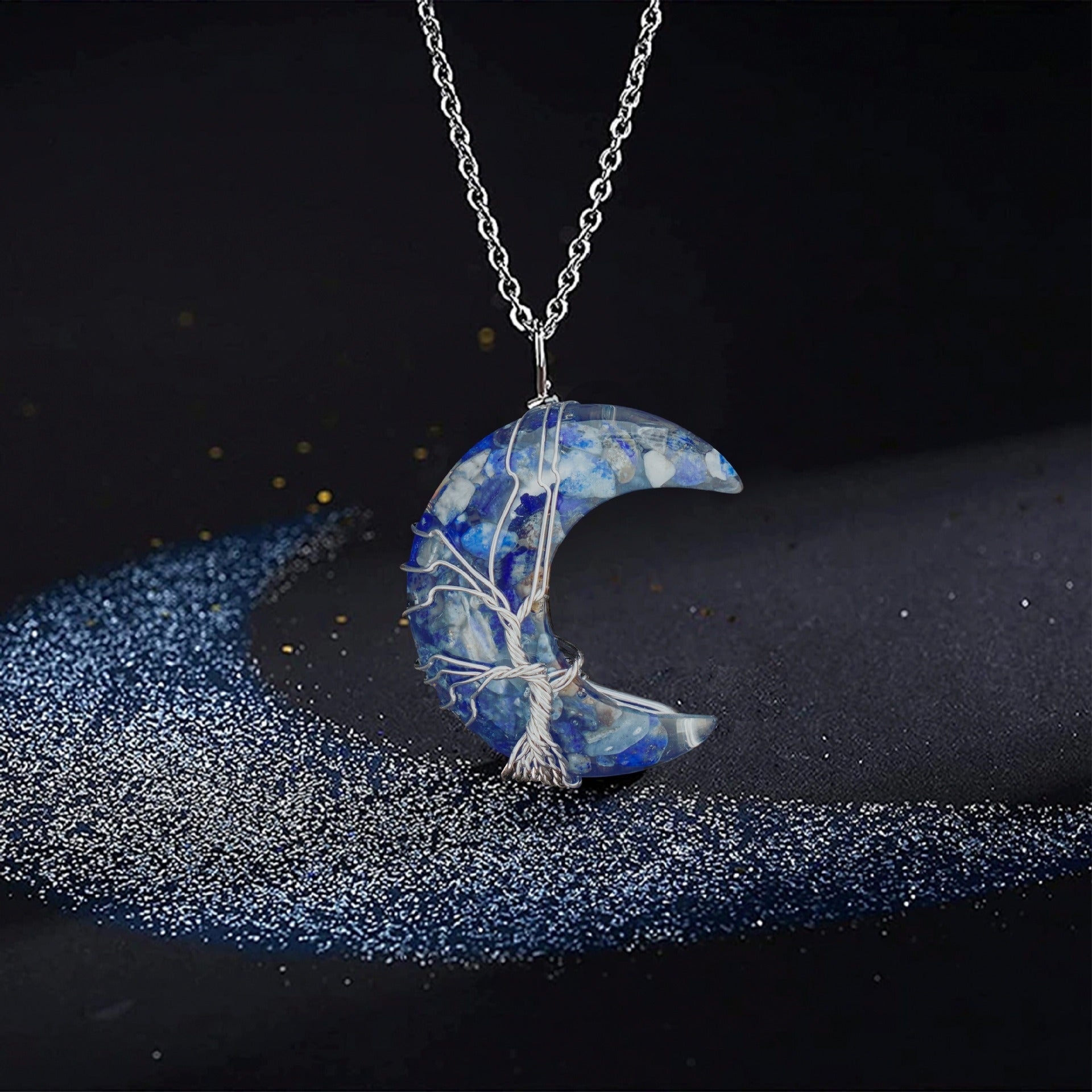 Winding Stone Lucky Tree Metal Copper Wire Crystal Necklace 🇨🇳