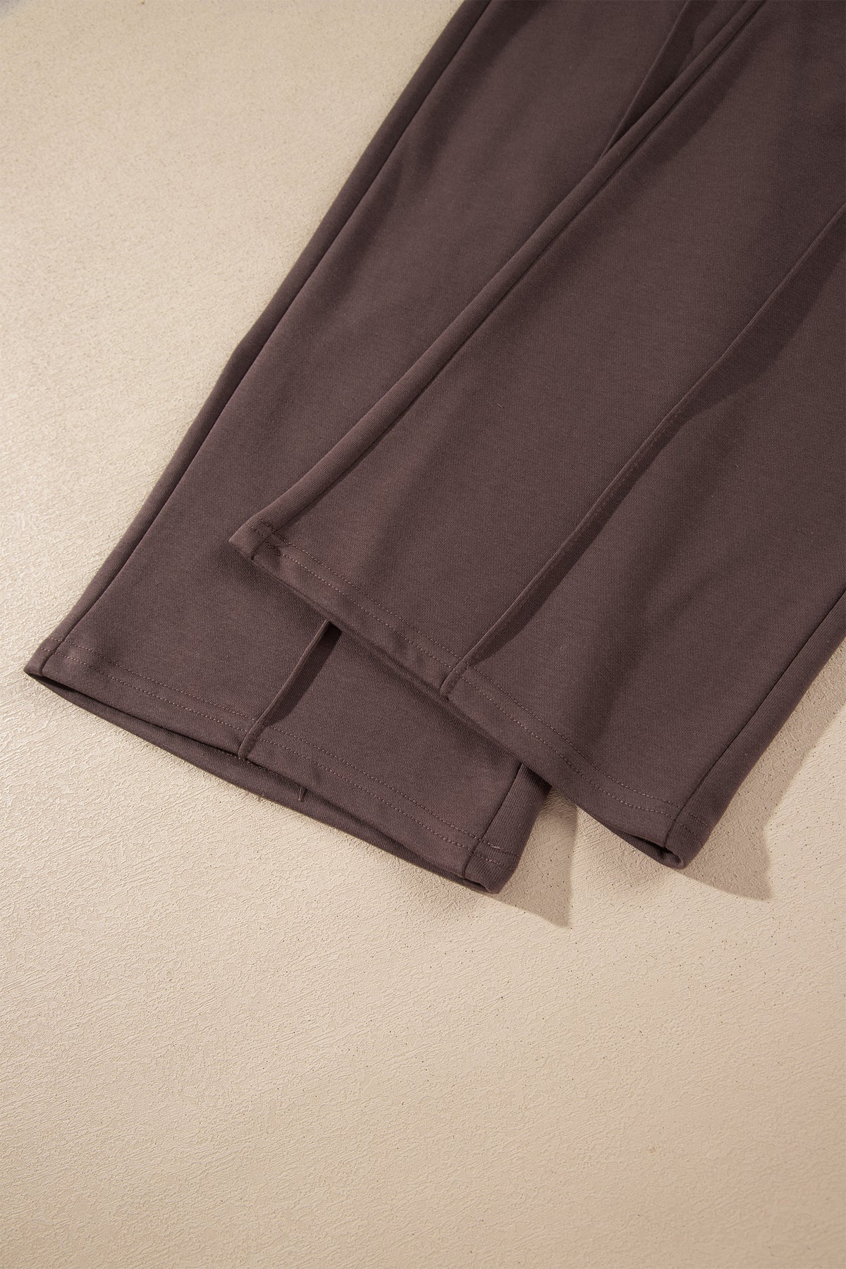 Coffee Solid Color Piping Trim Mock Neck Pullover Drawstring Pants Set 🇺🇸