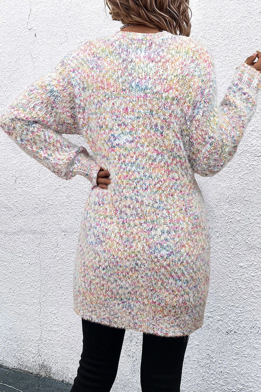 Yellow Multicolor Confetti Open Front Knit Cardigan 🇨🇳