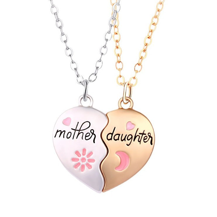 2PCS Set Jewelry Mother Daughter Necklace Matching Heart Magnetic Pendant Fashion Gifts For Mother's Day 🇨🇳