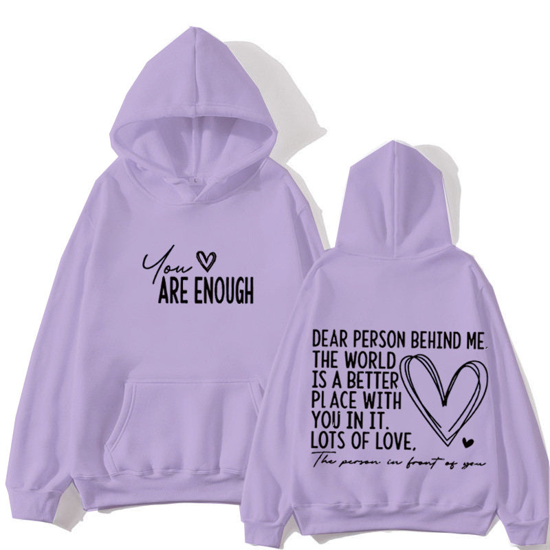 New YOU ARE ENOUGH Lettered Casual Hoodie 🇨🇳