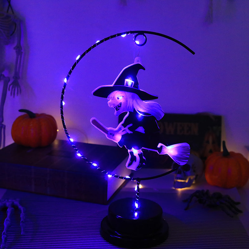 Led Halloween Wrought Iron Witch Modeling Lamp Atmosphere Decorative Lamp 🇨🇳