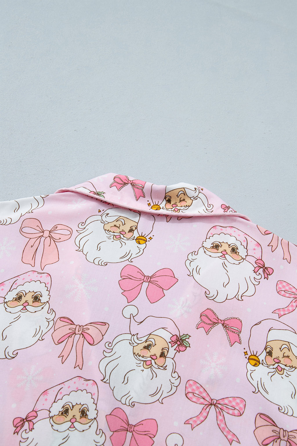 Pink Abstract Santa Print Long Sleeve Full-Length 2Pcs Lounge Set 🇺🇸