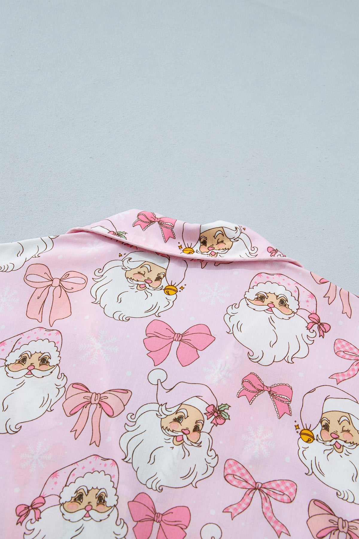 Pink Abstract Santa Print Long Sleeve Full-Length 2Pcs Lounge Set 🇺🇸