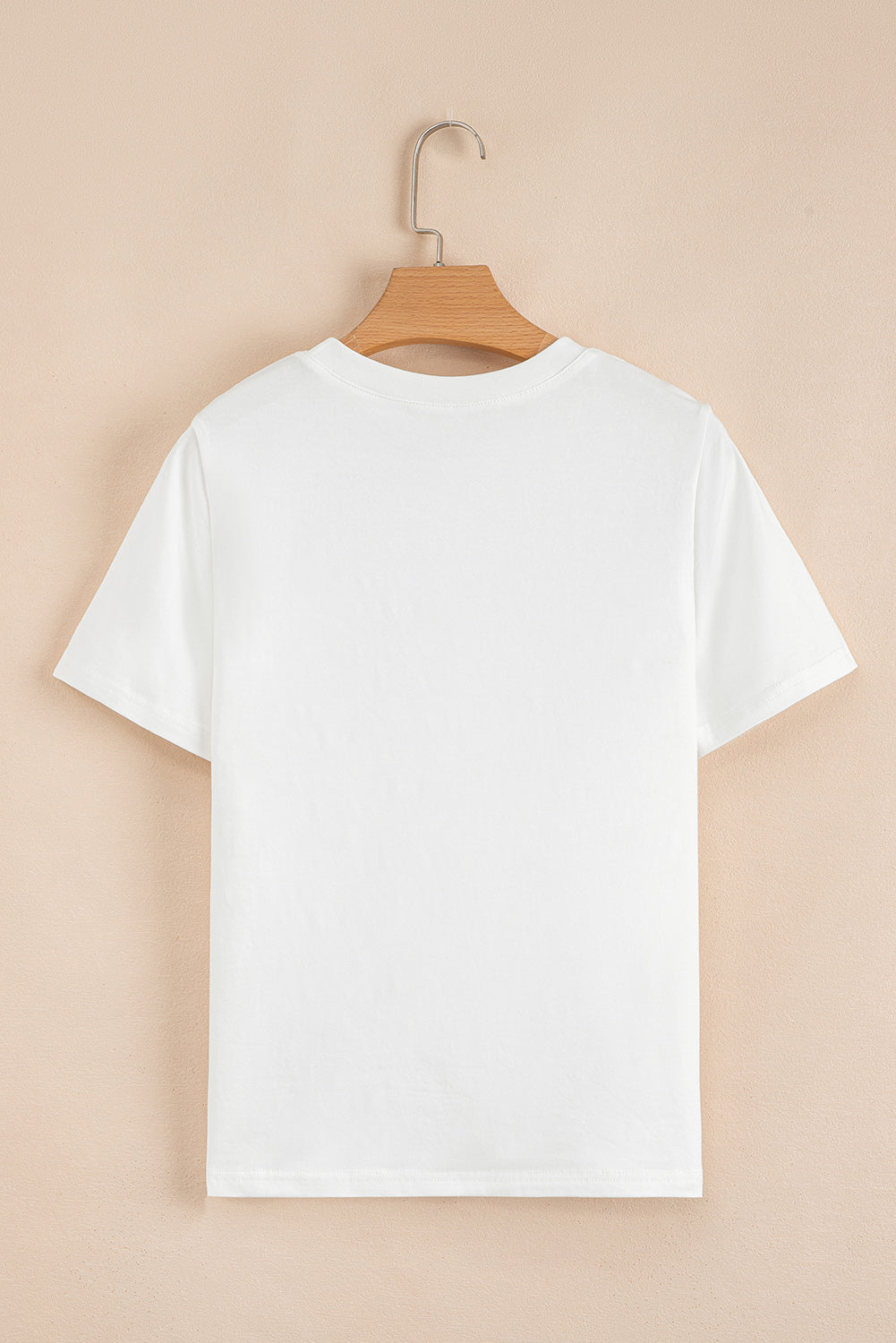 White Rhinestone Bow Embellished Round Neck Tee 🇨🇳