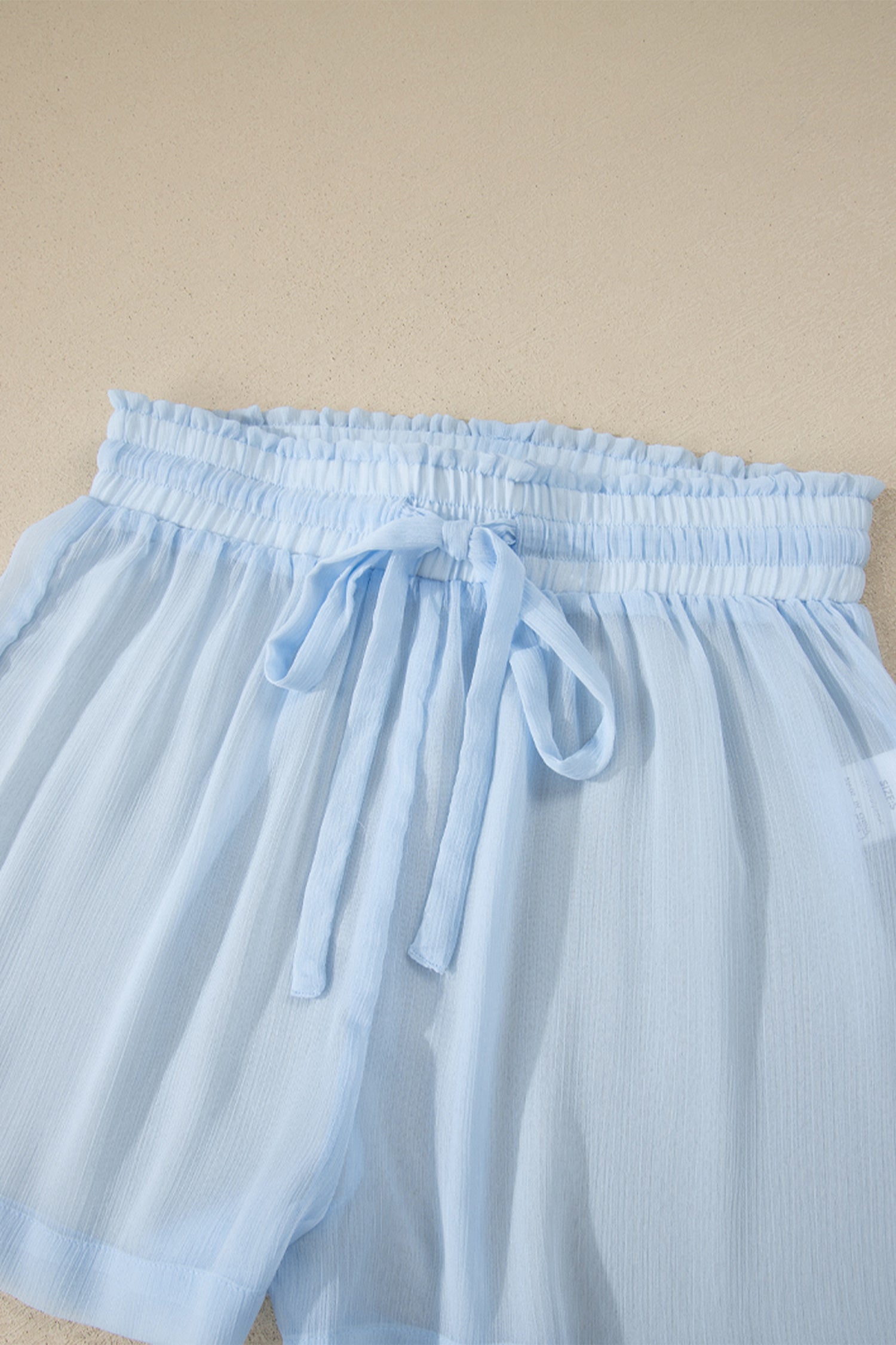 Beau Blue Sheer Tunic Shirt Drawstring Shorts 2pcs Swim Cover Up 🇺🇸