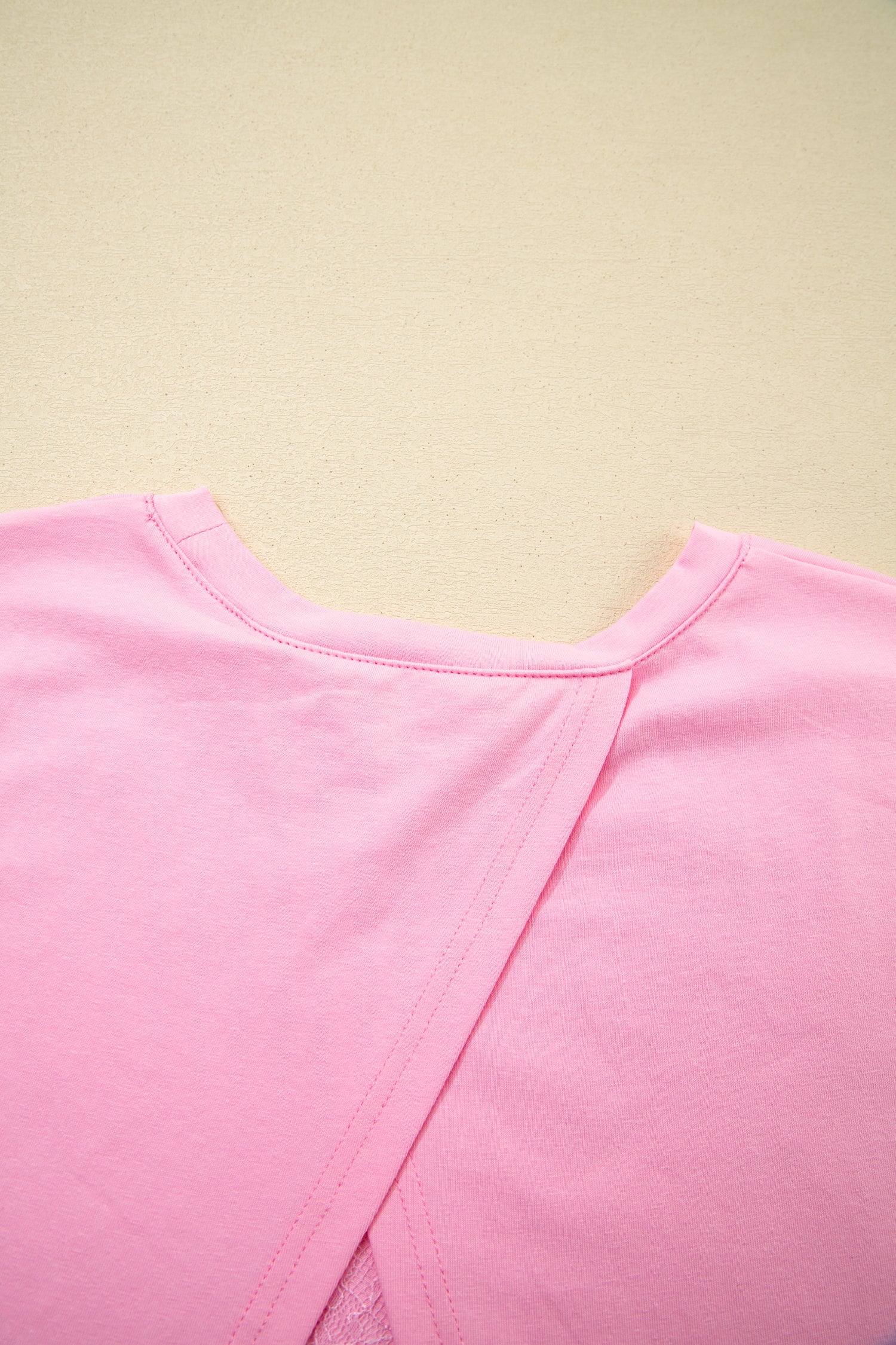 Pink Eyelash Floral Lace Patchwork Half Sleeve Oversize Tee 🇺🇸