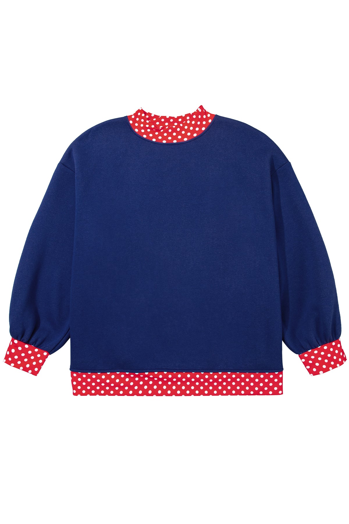 Red Polka Dot Patchwork Round Neck Plus Size Sweatshirt 🇺🇸