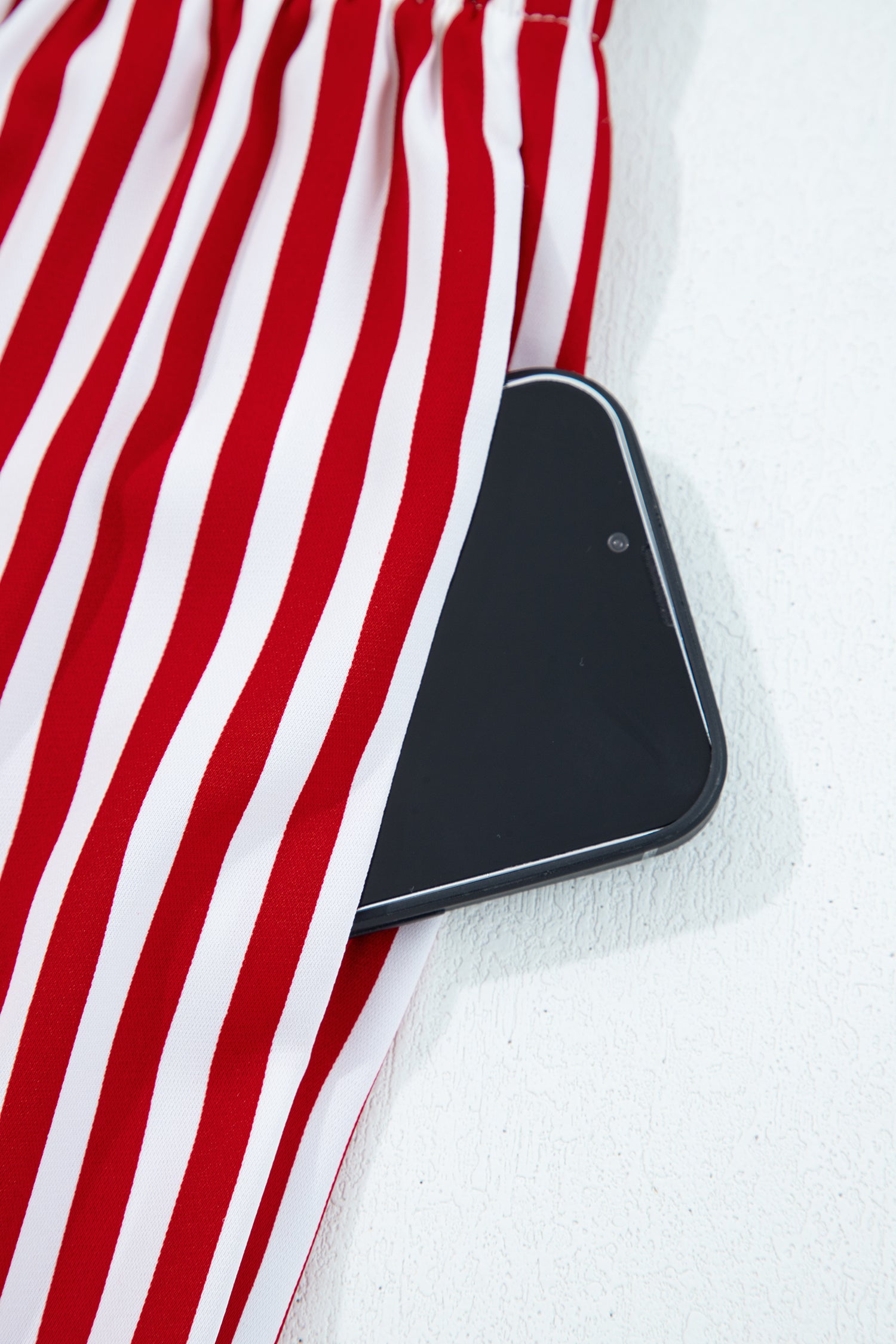 Red Stripe Contrast Velvet Trim Bow Knot Waist 2pcs Pajama Set 🇺🇸