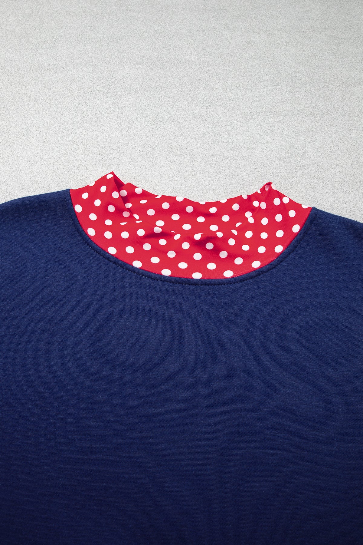 Red Polka Dot Patchwork Round Neck Plus Size Sweatshirt 🇺🇸
