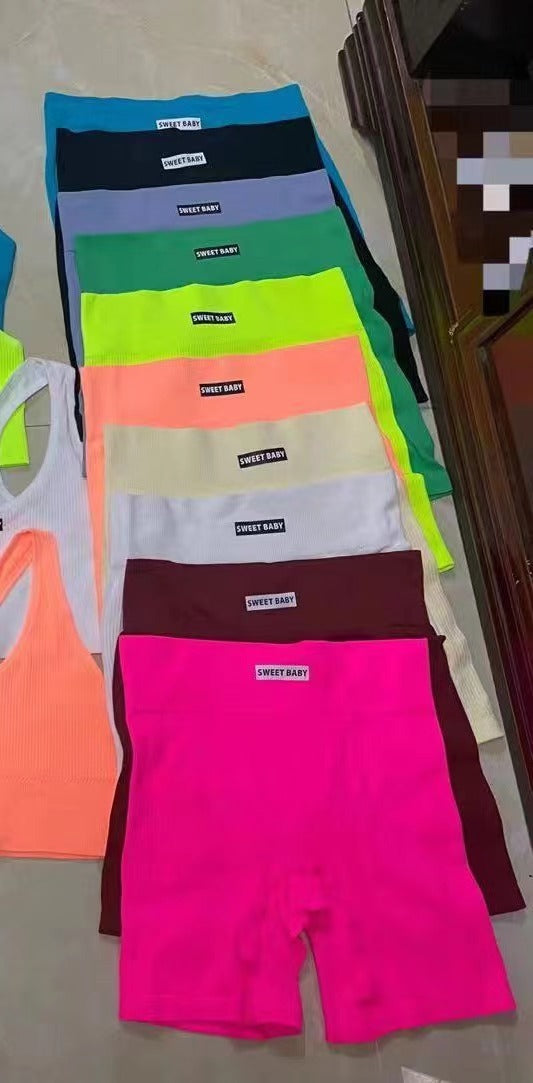 Sports Yoga Suit With Chest Pad Shockproof Beauty Back Hip Withdraw Stretch Sports Women's Shorts 🇨🇳