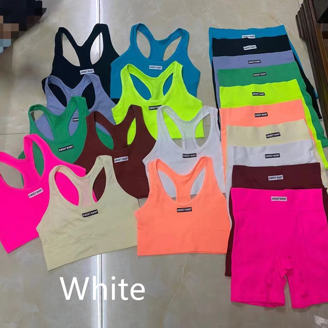 Sports Yoga Suit With Chest Pad Shockproof Beauty Back Hip Withdraw Stretch Sports Women's Shorts 🇨🇳