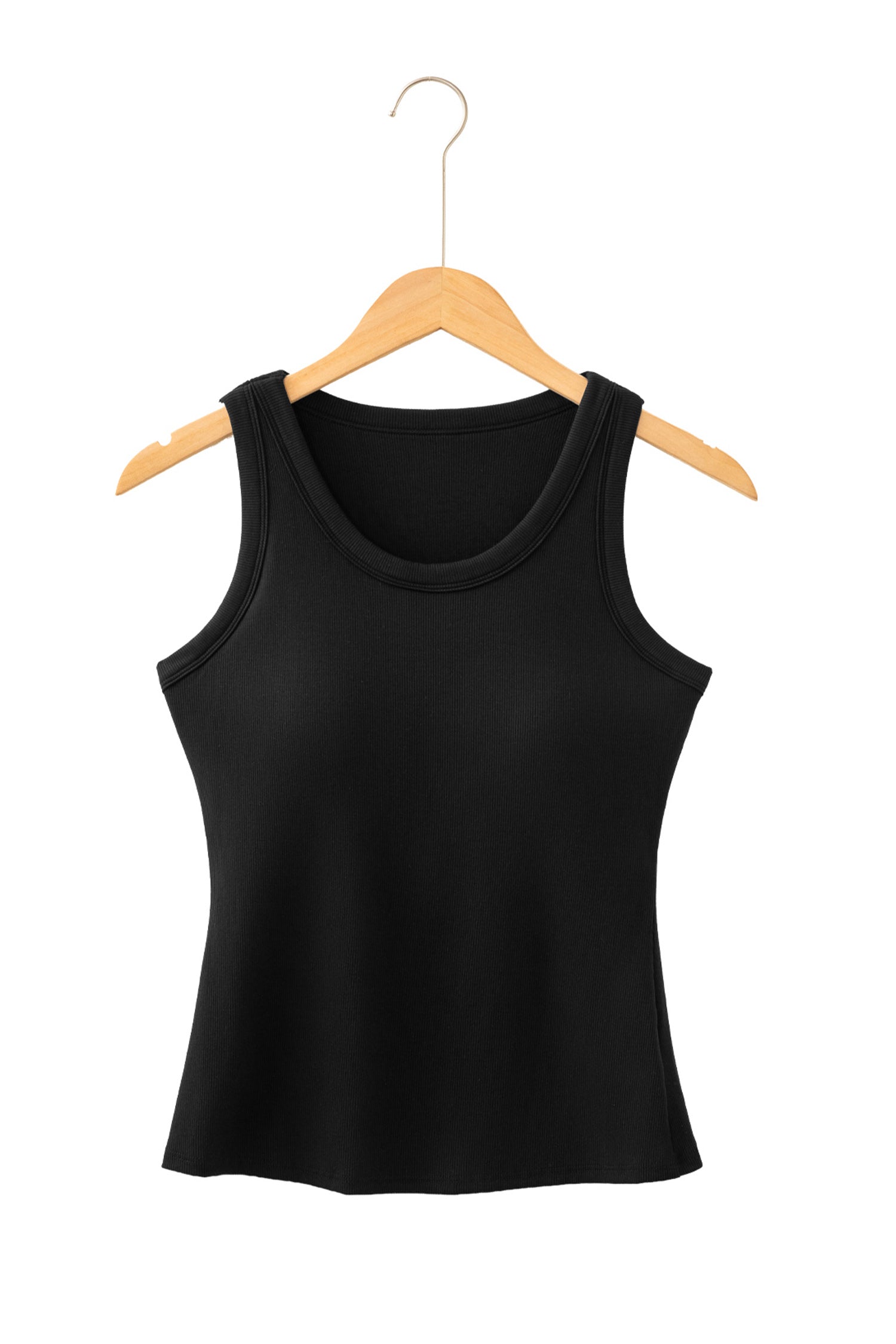 Black Slim Ribbed Padded Tank Top 🇺🇸