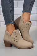 Parchment Cut Out Suede Pointed Toe Heeled Ankle Boots 🇺🇸