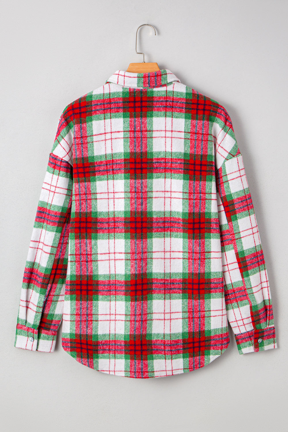Red Christmas Plaid Casual Flannel Shacket 🇺🇸