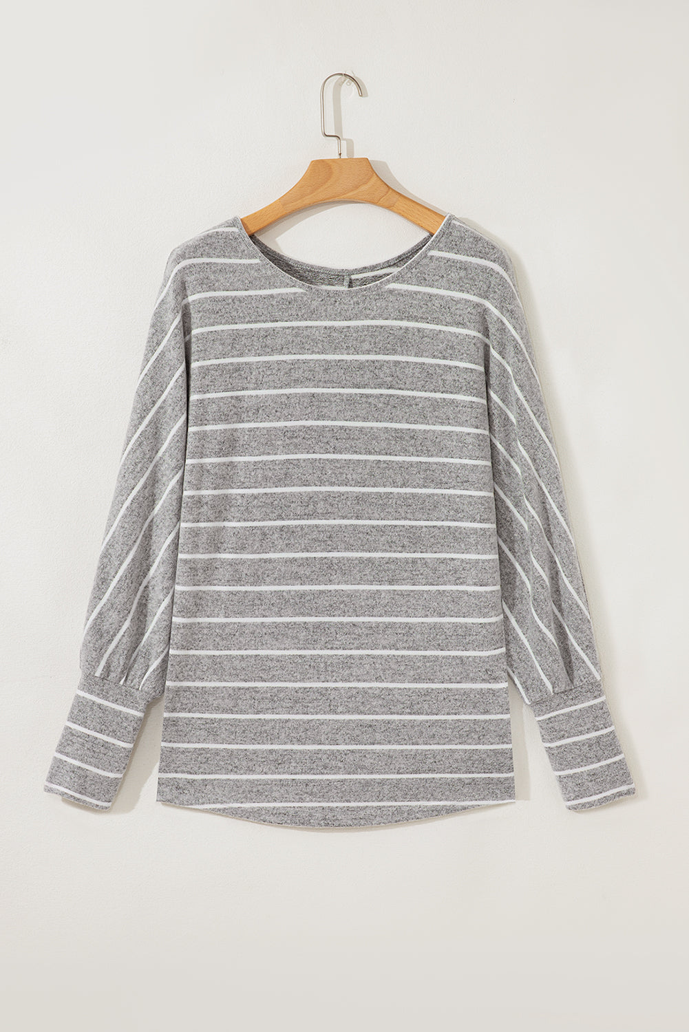 Gray Stripe Dolman Sleeve Drop Shoulder Top 🇺🇸