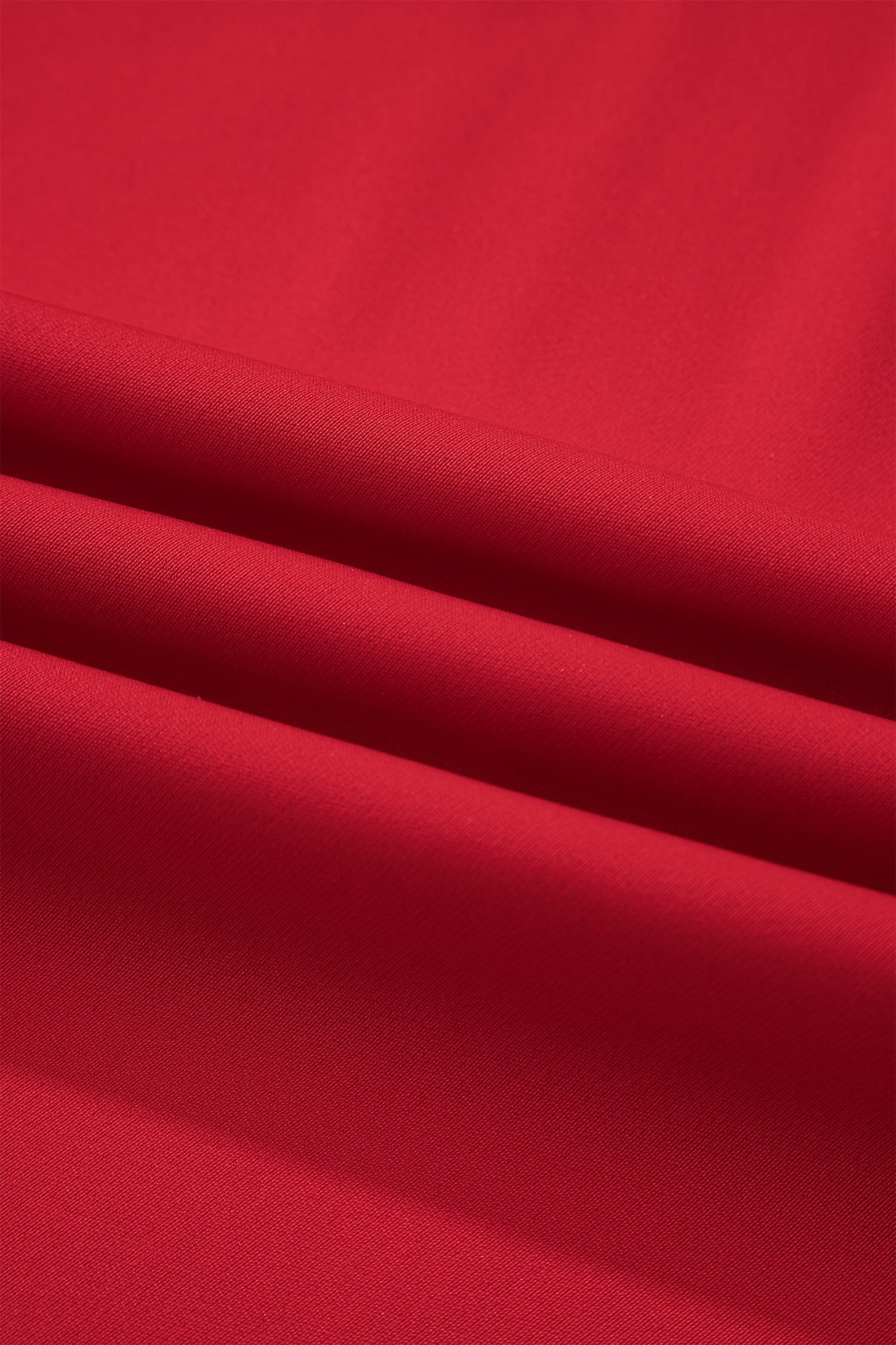 Fiery Red Pleated Detail Pull On High Elastic Waist Loose Straight Pants 🇺🇸