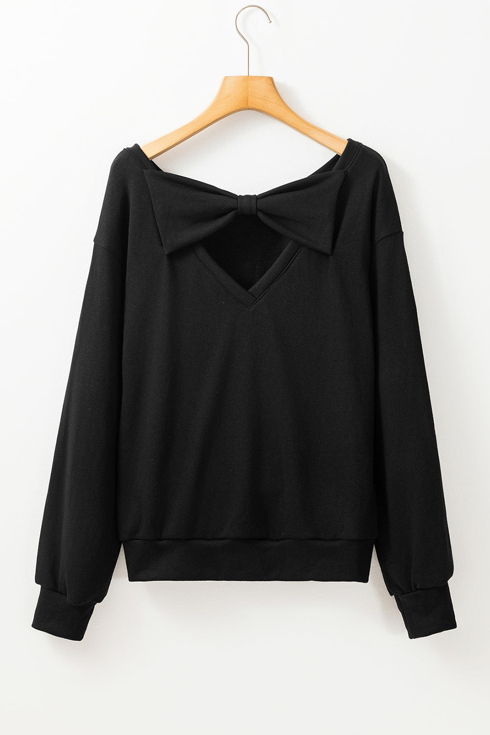 Black Bowknot Dewback Round Neck Sweatshirt 🇺🇸