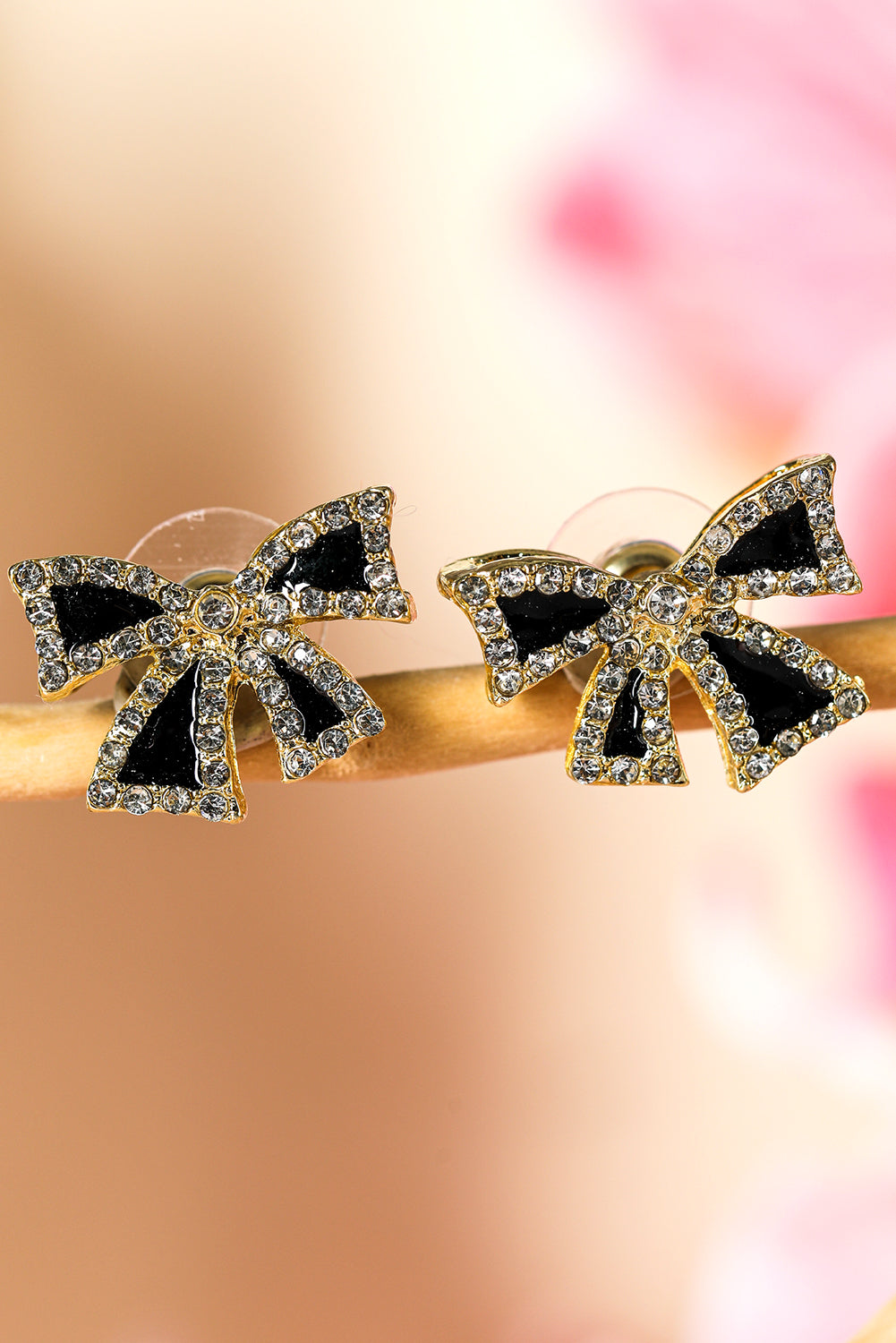 Black Rhinestone Bow Knot Stud Earrings 🇺🇸