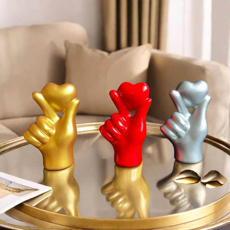 Decorative Resin Crafts Love Gesture Ornaments Home Decor 🇨🇳