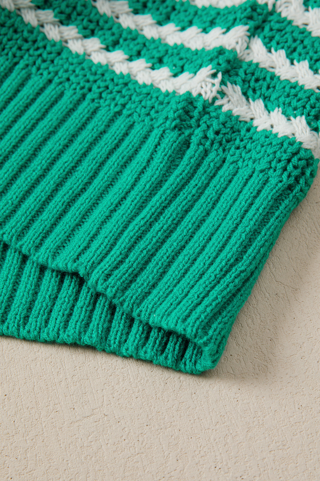 Green Stripe Short Sleeve Knit V Neck Bow Knot Sweater 🇺🇸