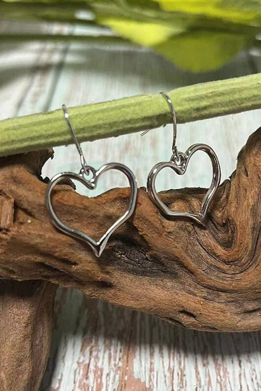 Silvery Heart Shape Hook Drop Earrings 🇨🇳
