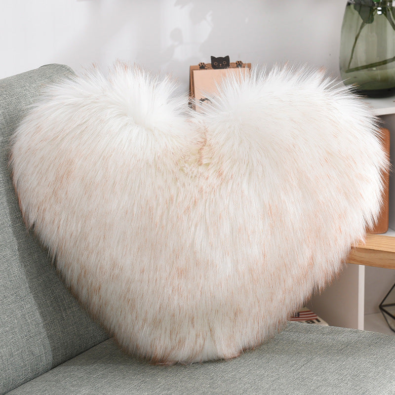 Throw Pillows Heart Shape Long Plush Fluffy Shaggy Cushion Cover 🇨🇳